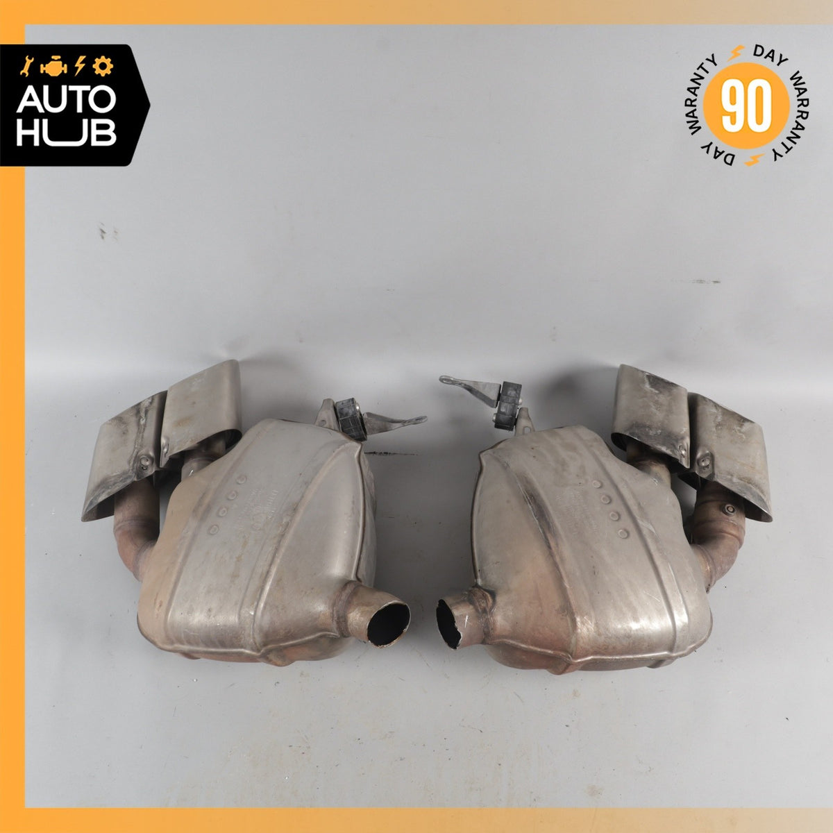 15-18 Porsche Macan 95B Turbo Exhaust Left & Right Muffler Tips Set w/ Valve OEM - photo 9