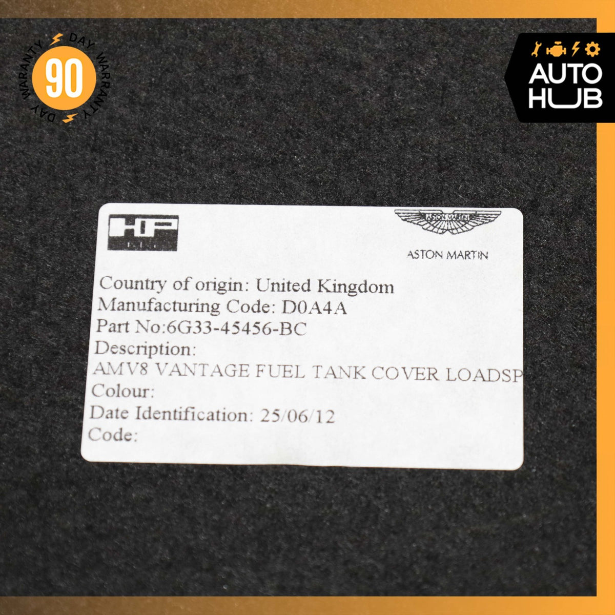 06-17 Aston Martin V8 V12 Vantage Coupe Trunk Panel Floor Carpet Cover OEM 26k - photo 16