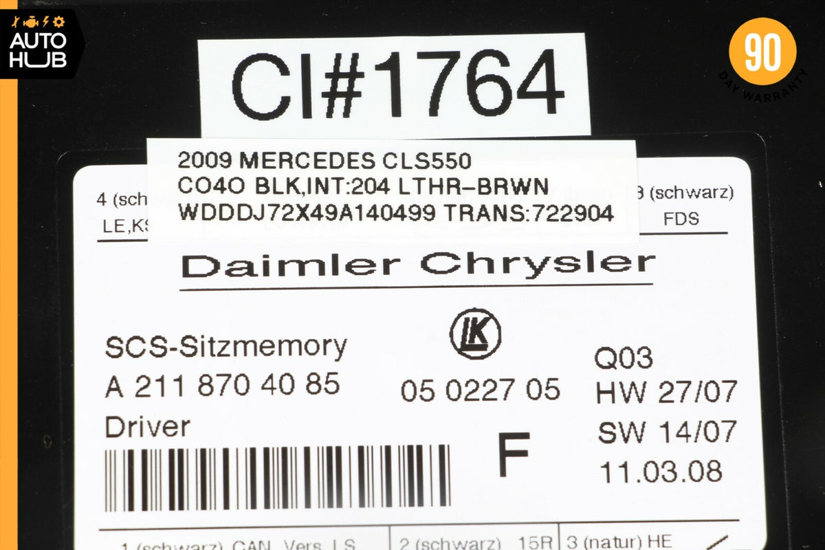 03-12 Mercedes W219 CLS550 GL350 E350 SLK300 Seat Control Module Left Side OEM - photo 8