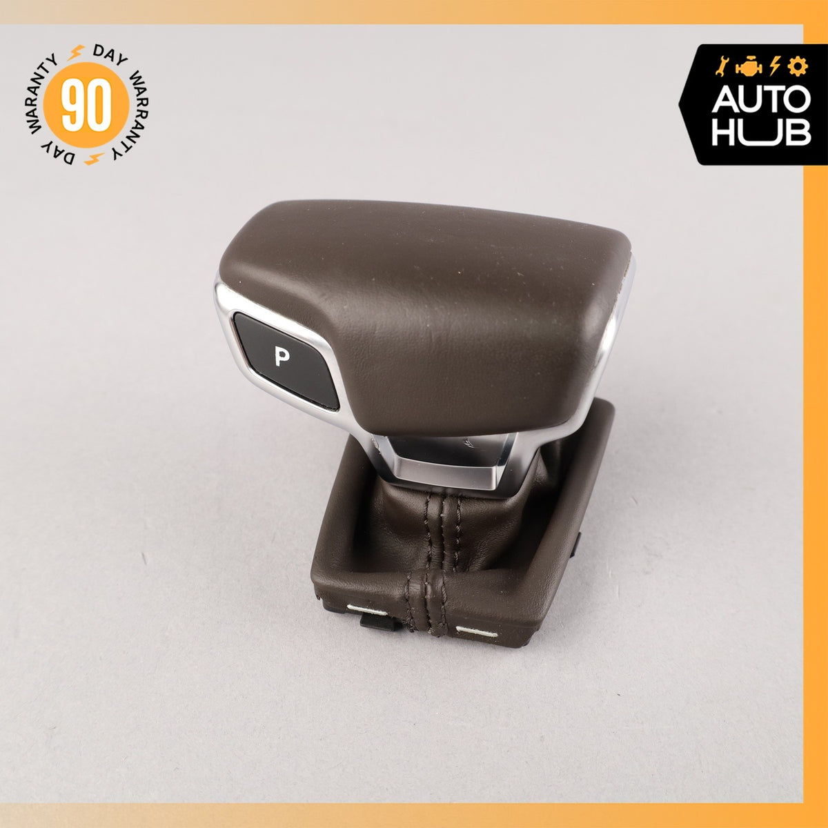 17-19 Audi 4M Q7 Gear Shift Shifter Knob Boot Cover Brown OEM 87k - photo 2