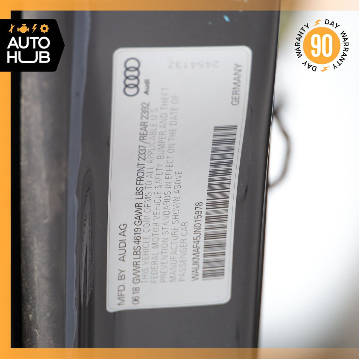 17-19 Audi B9 A4 Sedan Door Shell Front Left Driver Side Black OEM 56k - photo 17