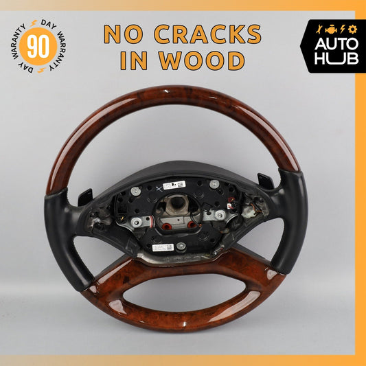 10-14 Mercedes W221 S600 S550 Steering Wheel Wood Trim w/ Paddle Shifters OEM - photo 1