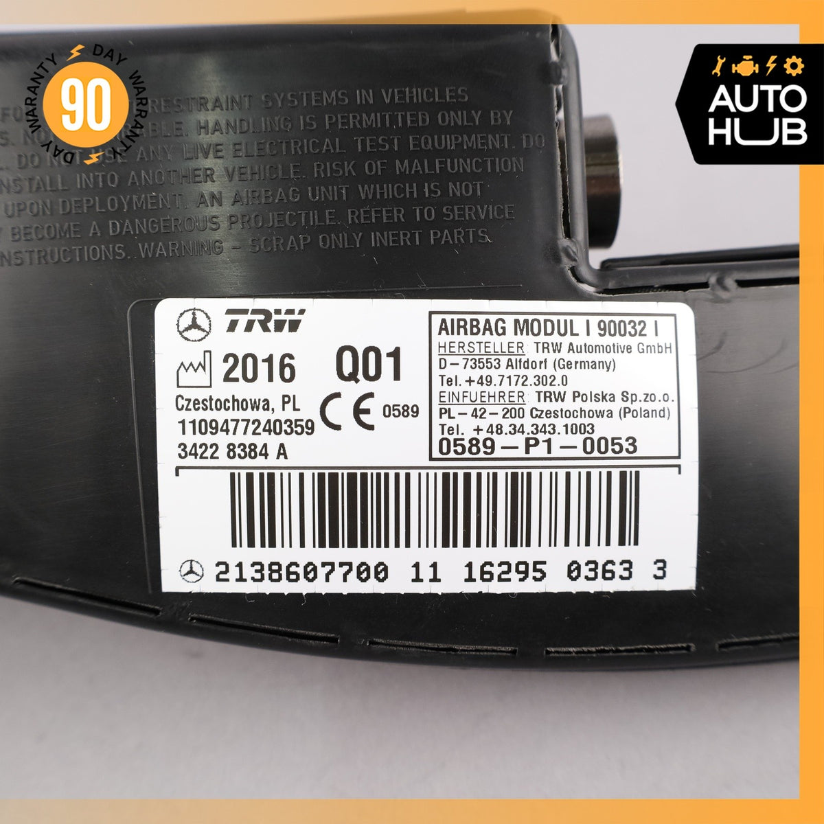 17-23 Mercedes W213 E300 E450 E53 AMG Front Left Driver Side Seat Airbag SRS OEM - photo 9
