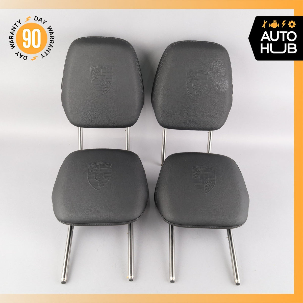 11-18 Porsche Cayenne 958 Front & Rear Headrest Head Rest Set of 4 w/ Crest OEM - photo 1