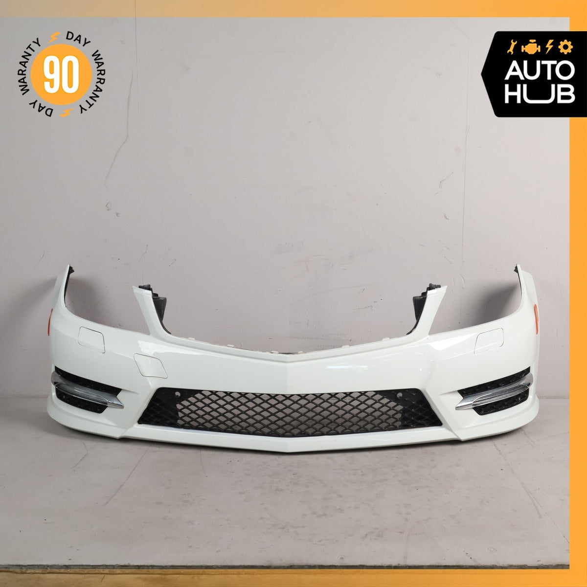 12-14 Mercedes W204 C250 C300 AMG Sport Front Bumper Cover Assembly White OEM - photo 1