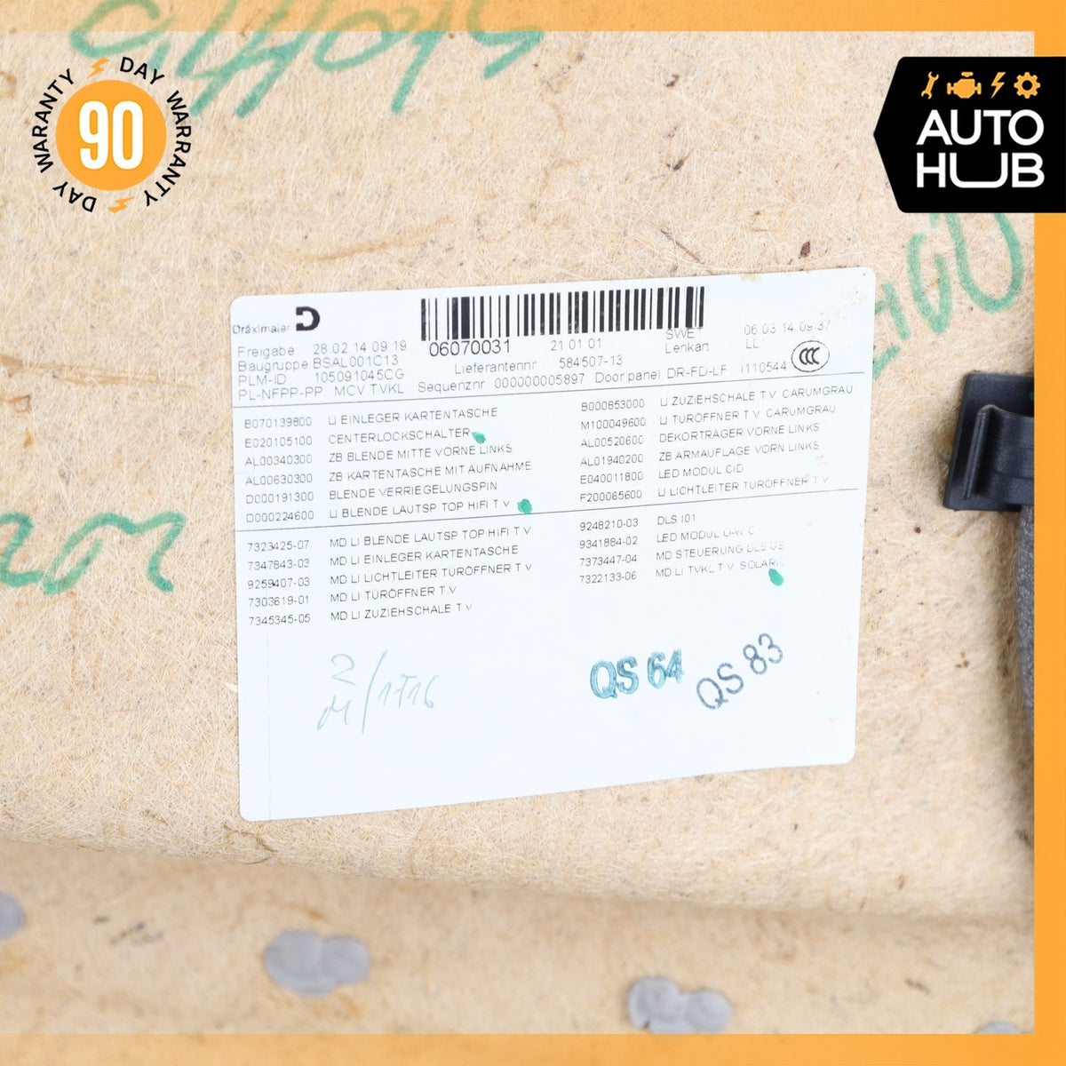 14-17 BMW i3 I01 Front Left Driver Side Interior Door Panel OEM 43k - photo 21
