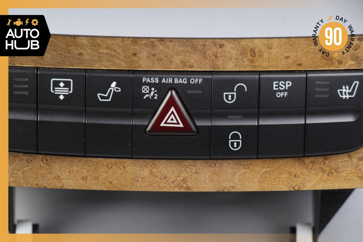 07-09 Mercedes W211 E350 CLS550 E63 AMG Hazard Switch Control Panel Wood OEM - photo 3