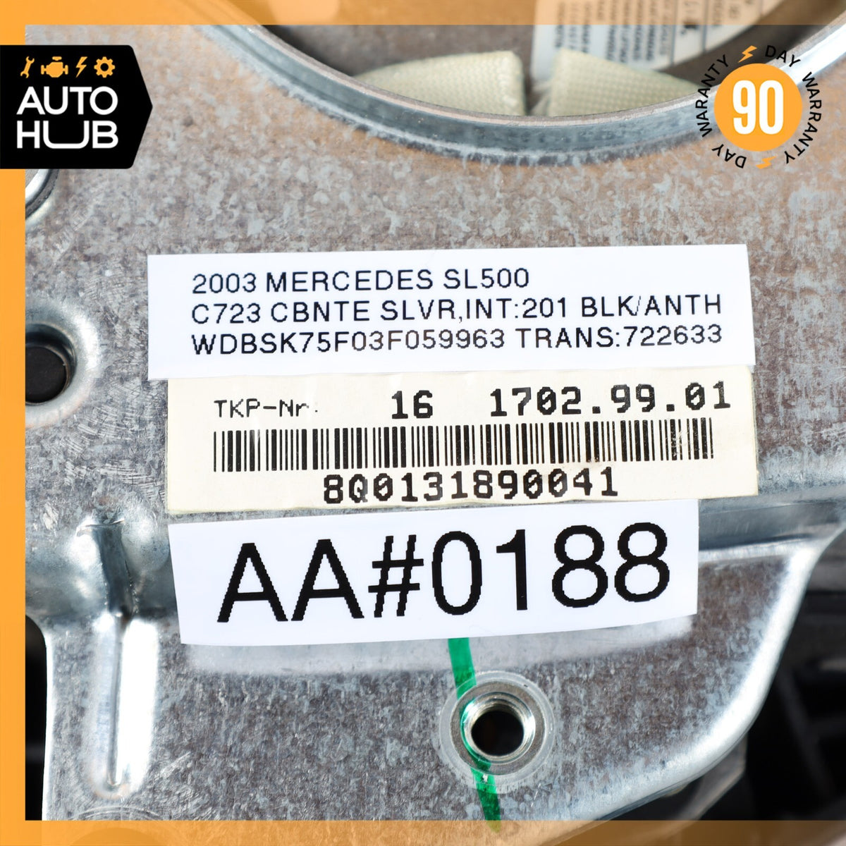 Mercedes R230 SL500 SL55 AMG CLK500 E350 Steering Wheel Airbag Air Bag Black OEM - photo 10