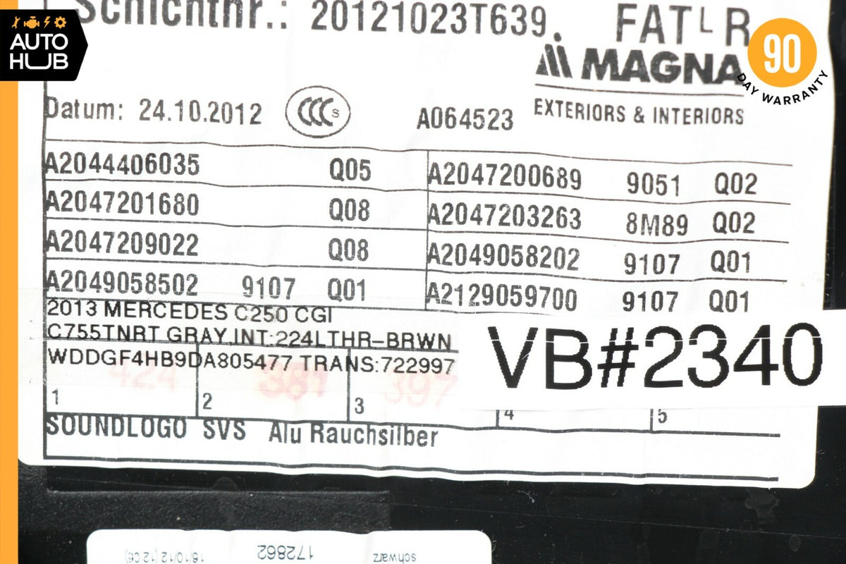 08-14 Mercedes W204 C250 C300 C350 Front Right Side Interior Door Panel OEM - photo 12