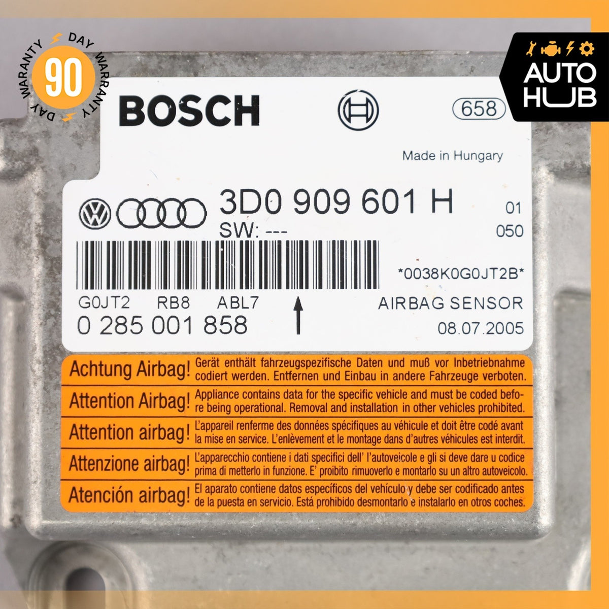 Porsche Cayenne 955 Airbag SRS Crash Impact Sensor Module 3D0909601H OEM - photo 8