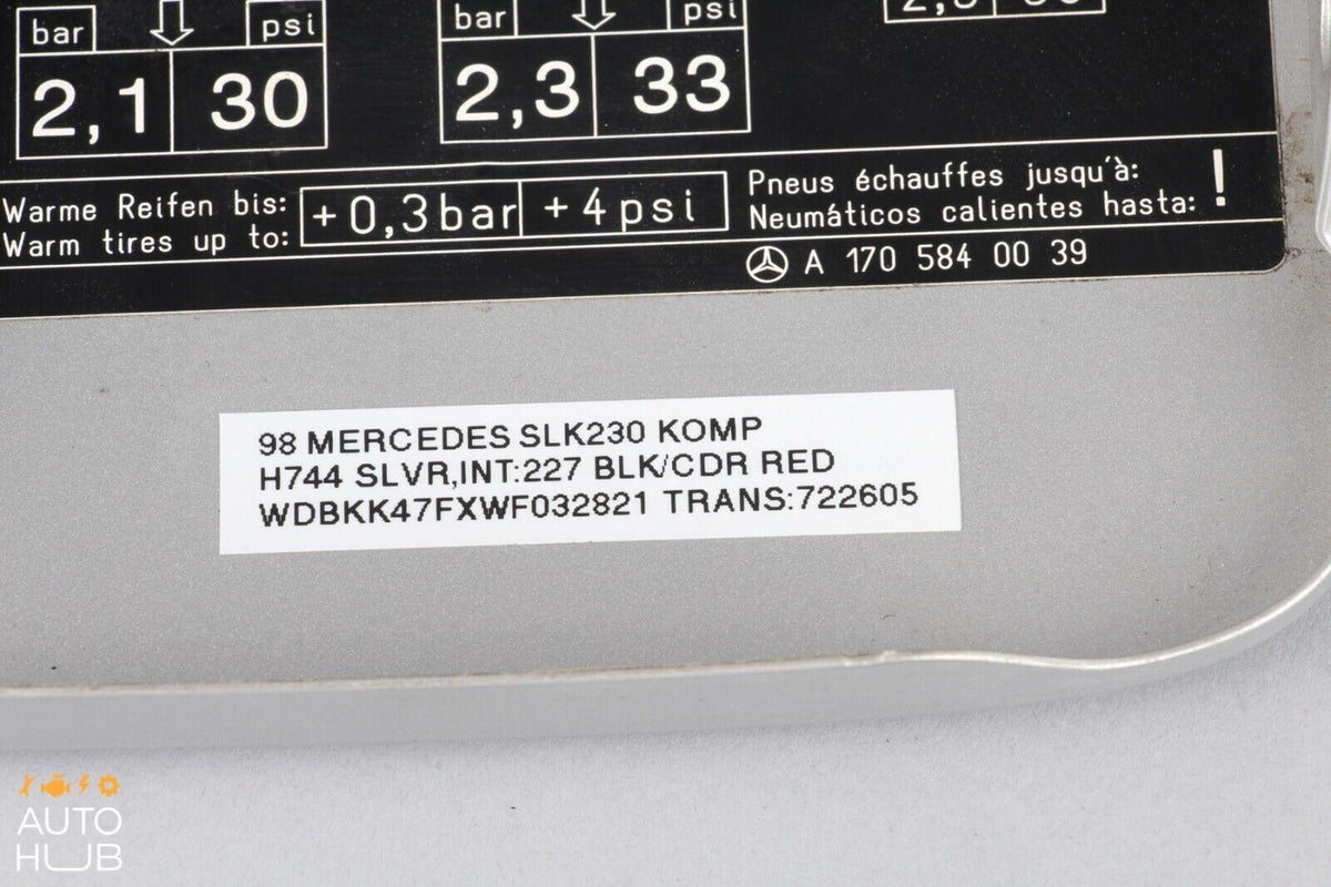 97-04 Mercedes R170 SLK230 SLK320 SLK32 AMG Fuel Gas Tank Lid Door Cover OEM - photo 8