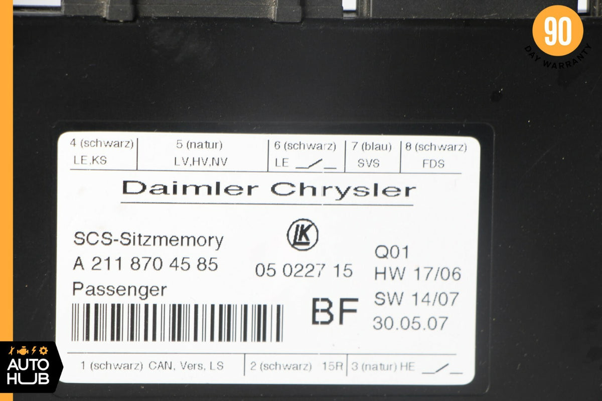 06-09 Mercedes W211 E550 CLS500 Seat Control Module Front Right Passenger OEM - photo 8