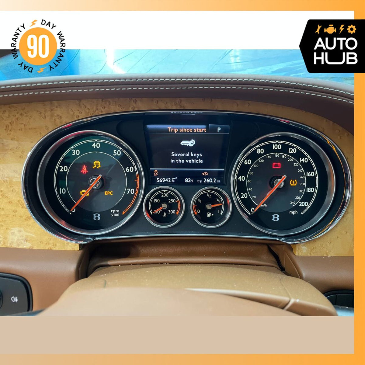 12-13 Bentley Continental GT GTC Instrument Cluster Speedometer OEM 56k - photo 2
