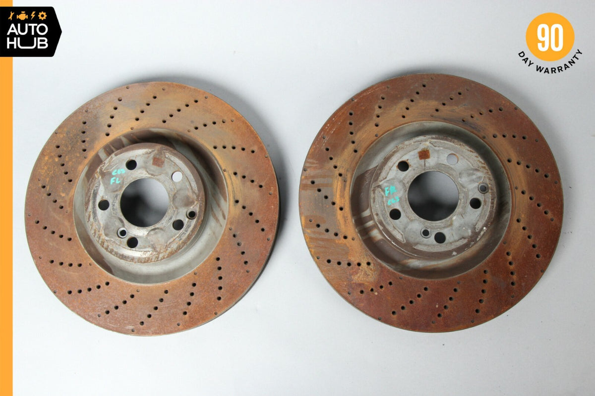 Mercedes W204 C63 AMG E550 Front Left & Right Drilled Disc Brake Rotors OEM 72k - photo 2