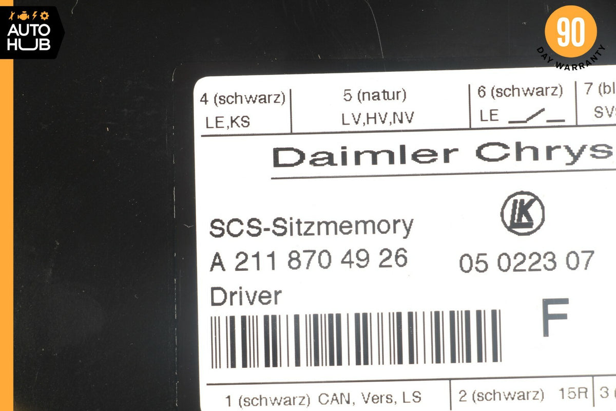 03-12 Mercedes W211 E320 GL550 Seat Control Module Front Left 2118704926 OEM - photo 7