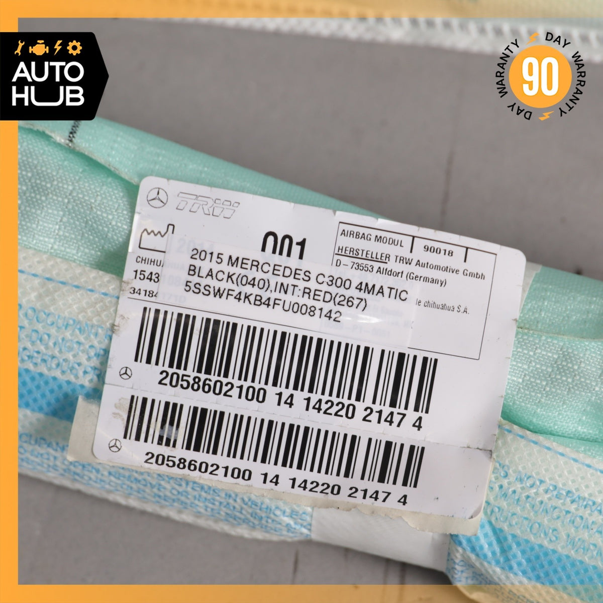 15-21 Mercedes W205 C300 C43 C63 AMG Sedan Roof Curtain Air Bag Right Side OEM - photo 12