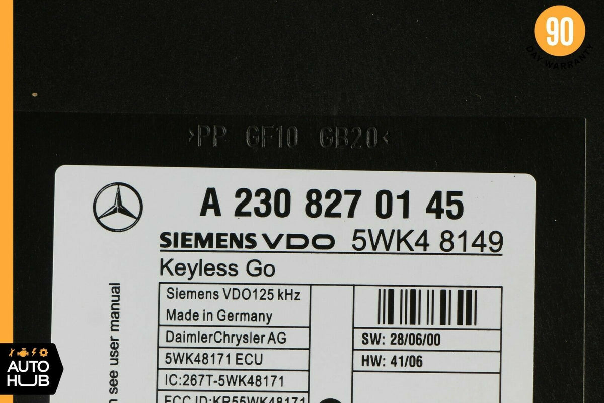07-12 Mercedes R230 SL550 SL55 AMG Keyless Go Entry Control Module 2308270145 - photo 7