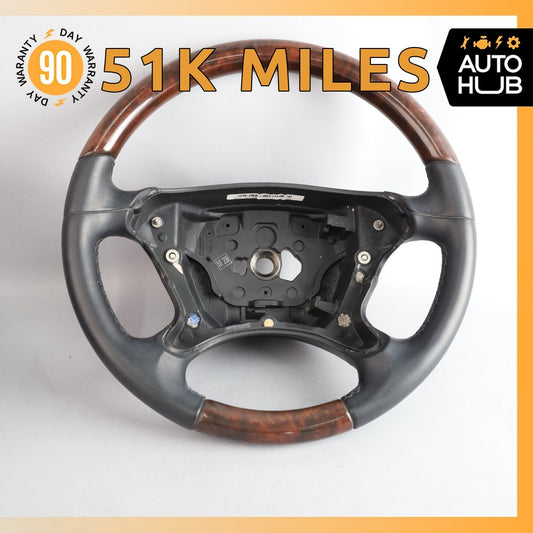 03-09 Mercedes R230 SL550 CLK320 CLK550 Steering Wheel Walnut Wood Black OEM - photo 1