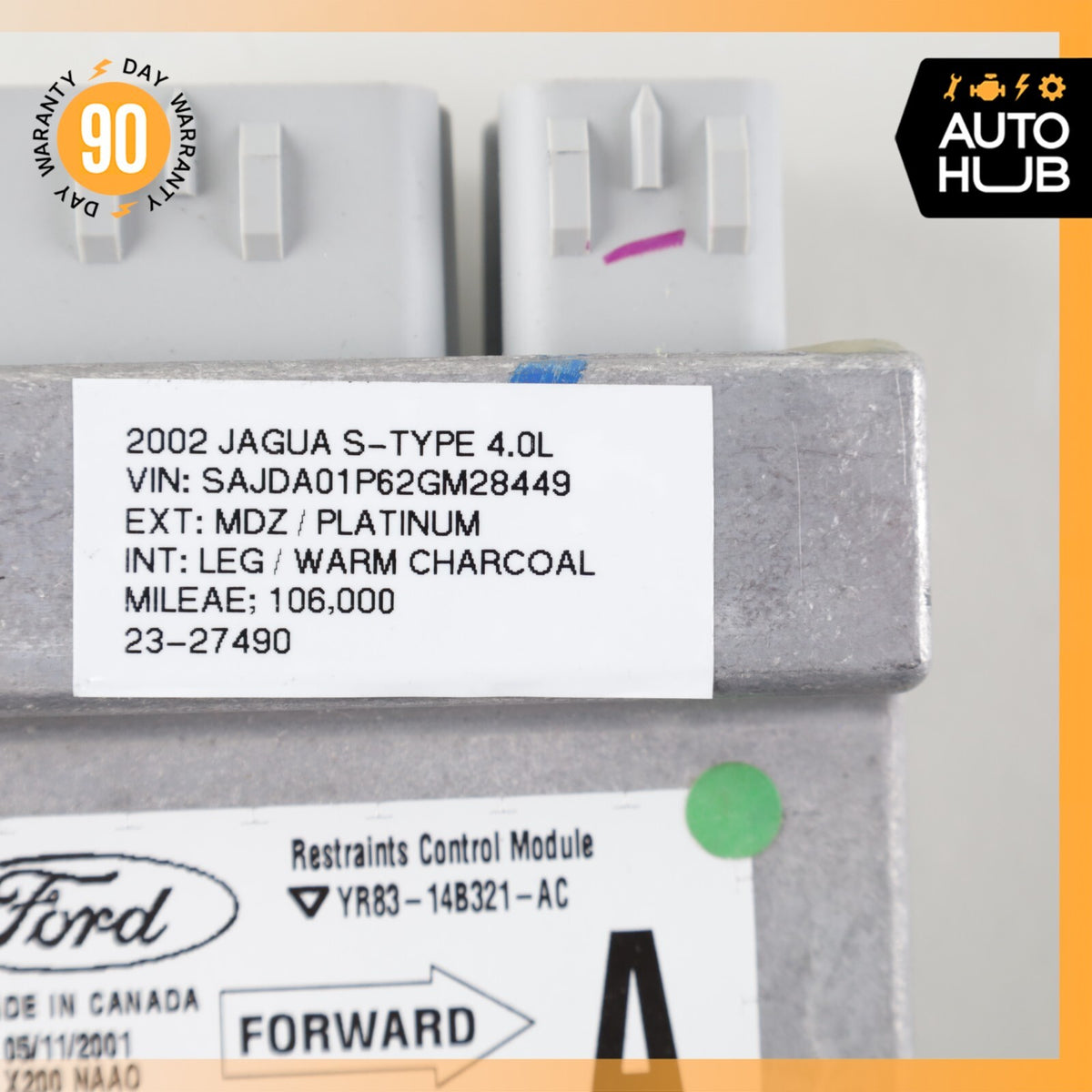 Jaguar X200 S-Type Airbag Air Bag SRS Control Module Unit YR8314B321AC OEM - photo 6