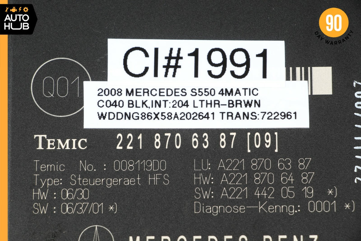 07-09 Mercedes W221 S550 CL550 Trunk Release Remote Open Close Control Module - photo 9