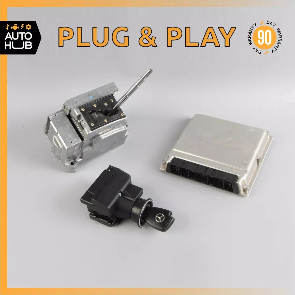 Mercedes R230 SL500 ECU Engine Computer EIS Ignition Switch Key Shifter Set - photo 1