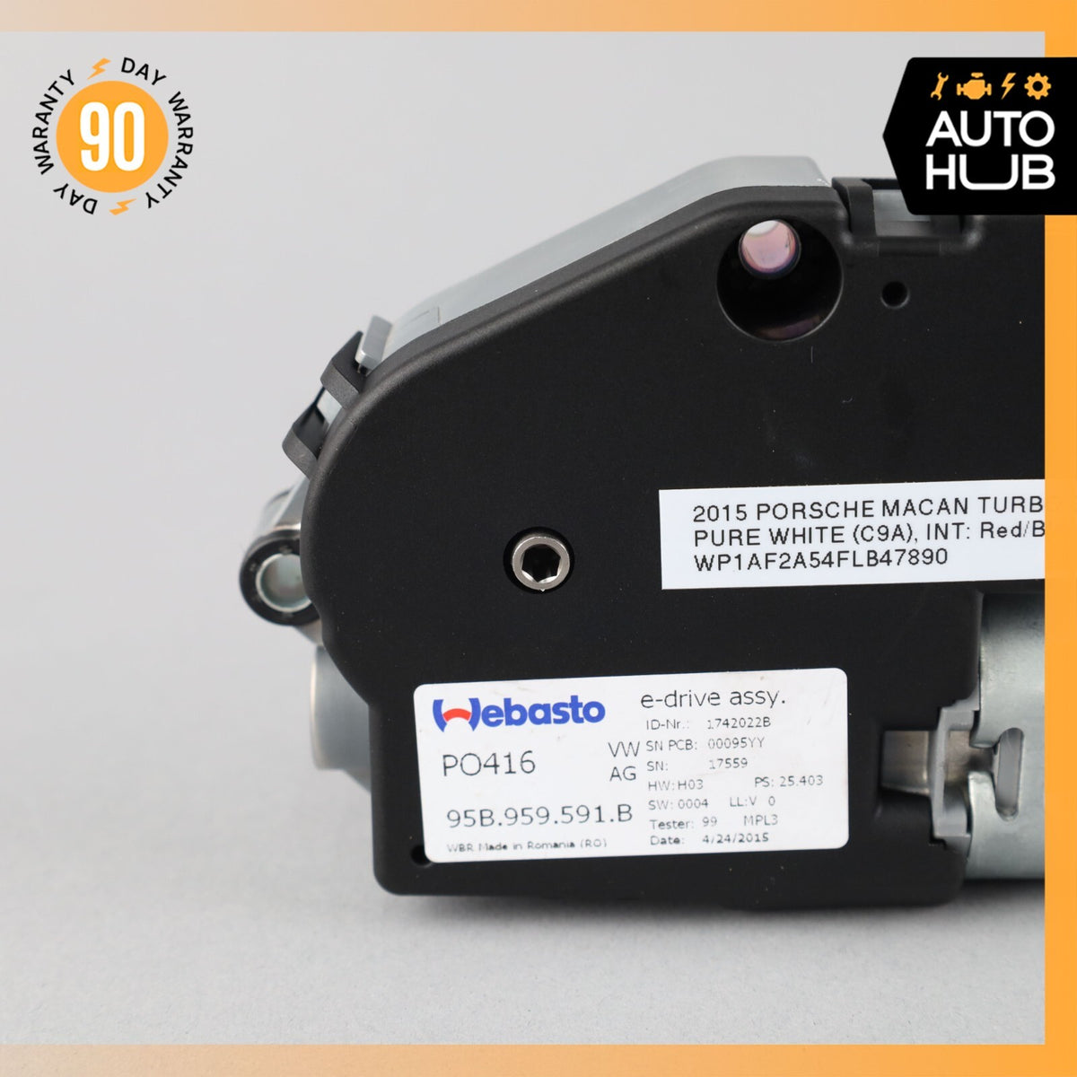 2015 Porsche Macan Turbo 95B Rear Roof Sun Shade Screen Roller Blind Motor OEM - photo 3