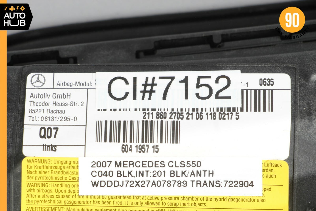 06-11 Mercedes W219 CLS550 CLS55 Front Left Driver Side Airbag Air Bag Black OEM - photo 7