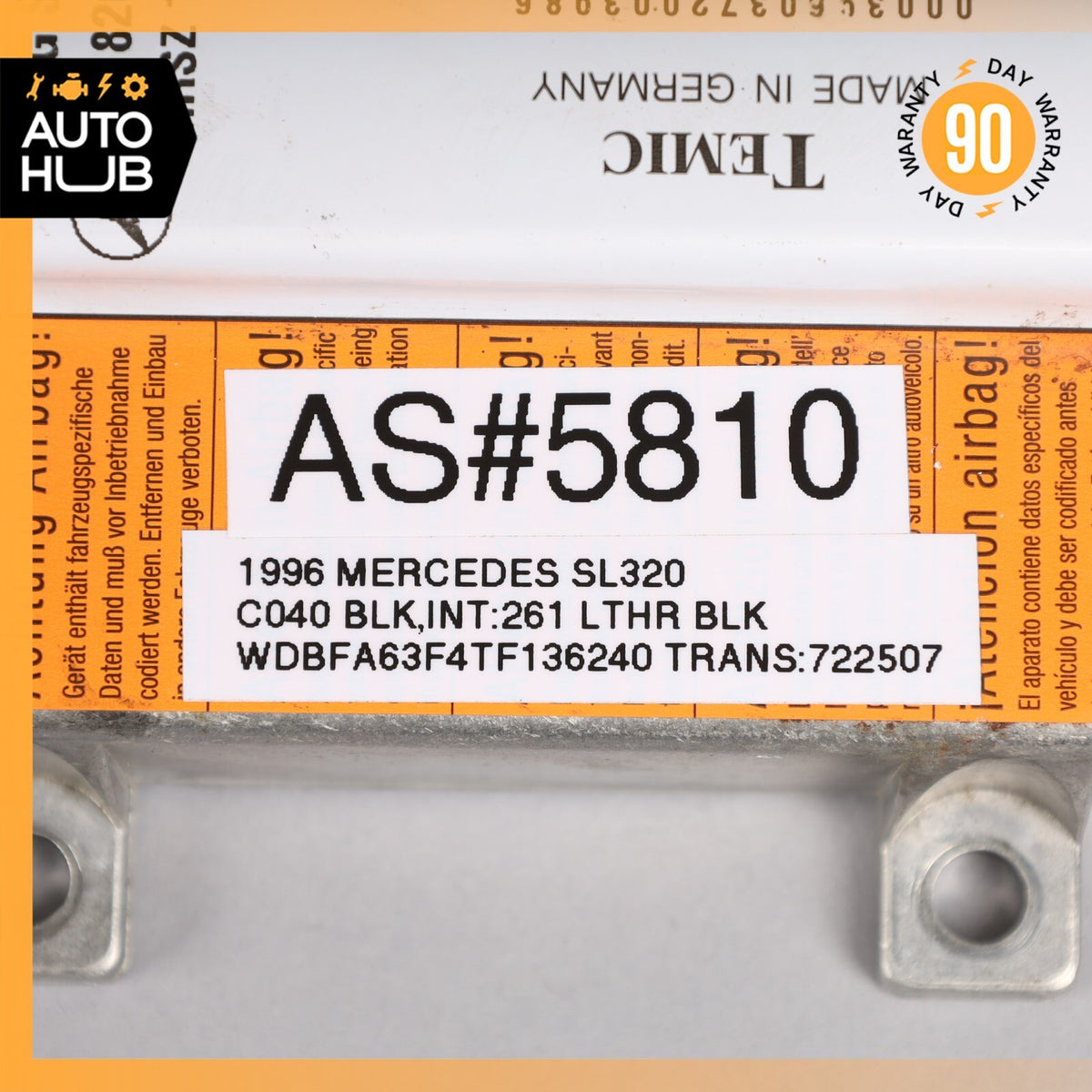 96-02 Mercedes R129 SL320 E420 Airbag Air Bag Sensor SRS Control Module OEM - photo 9