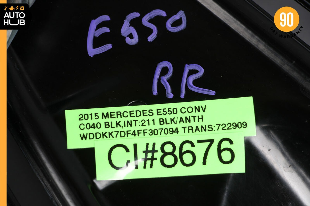Mercedes W207 E550 E400 Convertible Rear Right Side Window Regulator W/Motor 30k - photo 12