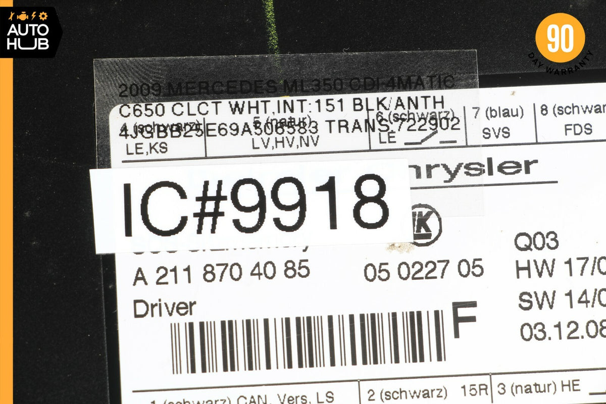 03-12 Mercedes W164 ML350 E320 CLS550 E550 Seat Control Module Left 2118704085 - photo 8