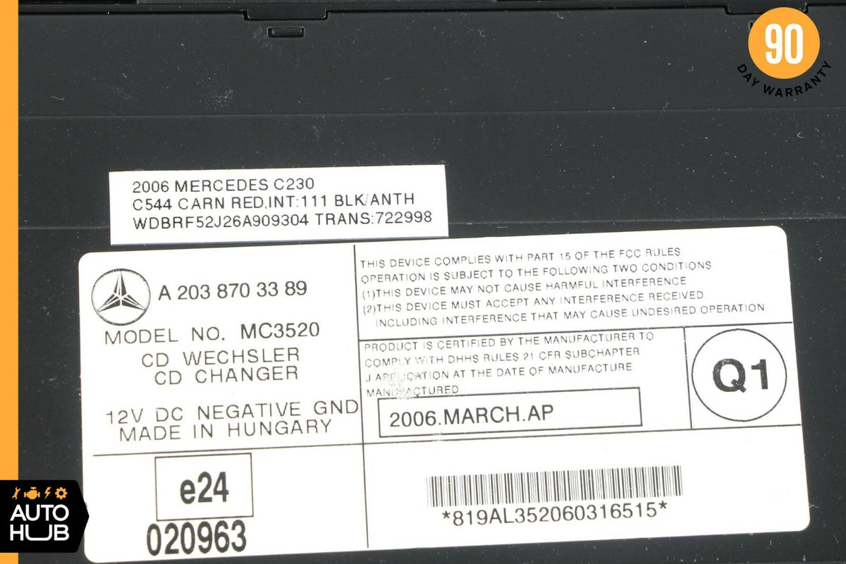 05-09 Mercedes R230 SL500 C230 CLK350 CD Changer 6 Disk Player 2038703389 OEM - photo 6