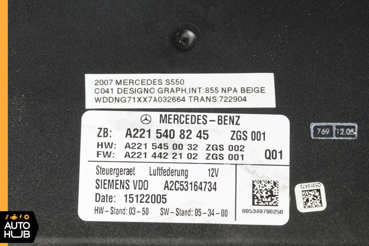 07-09 Mercedes W221 S450 S550 Air Airmatic Suspension Control Module OEM - photo 7