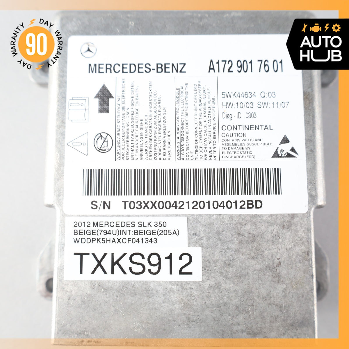 12-16 Mercedes R172 SLK350 Airbag Air Bag Sensor SRS Control Module OEM 30k - photo 8