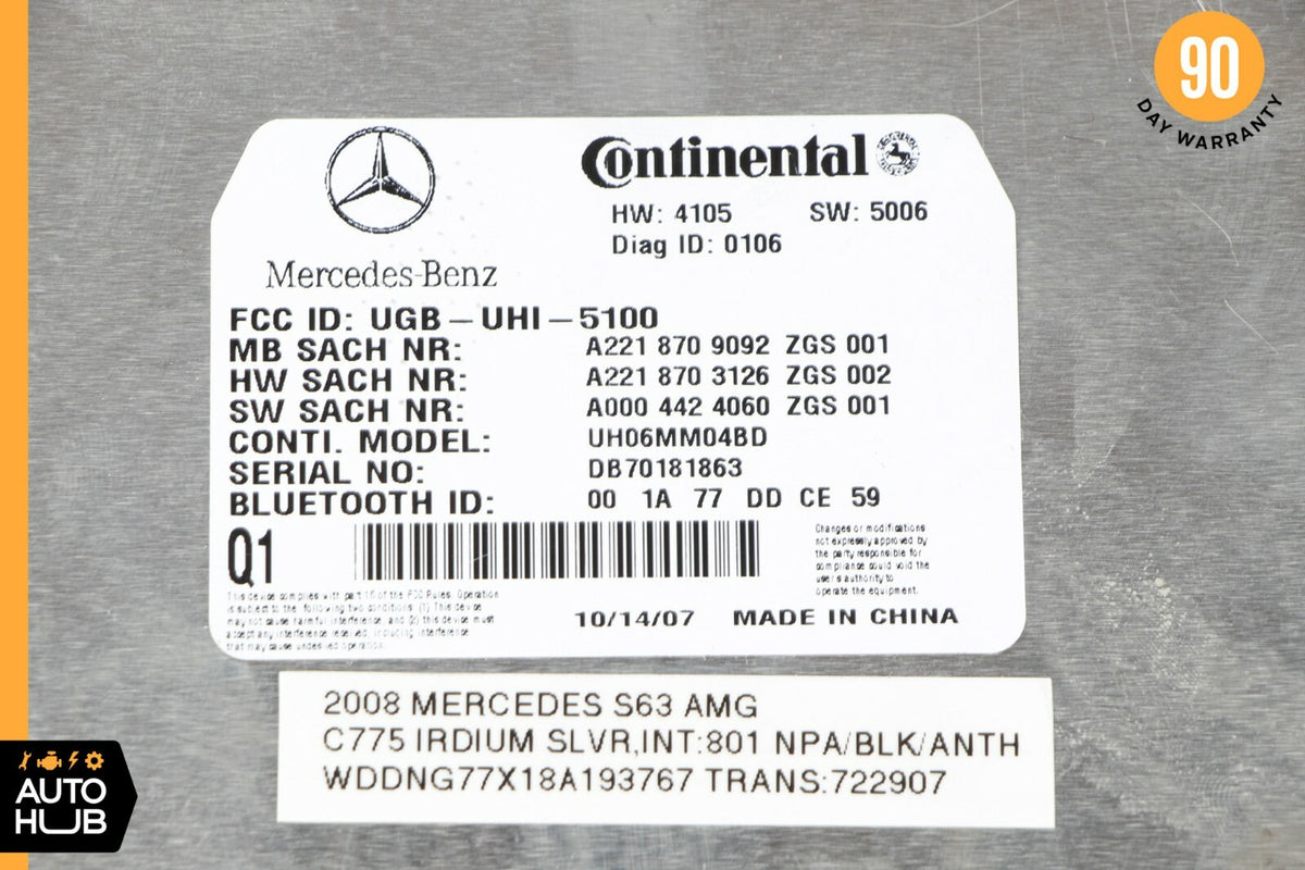 07-09 Mercedes W216 CL550 CL600 S63 AMG Bluetooth Communication Module OEM - photo 6