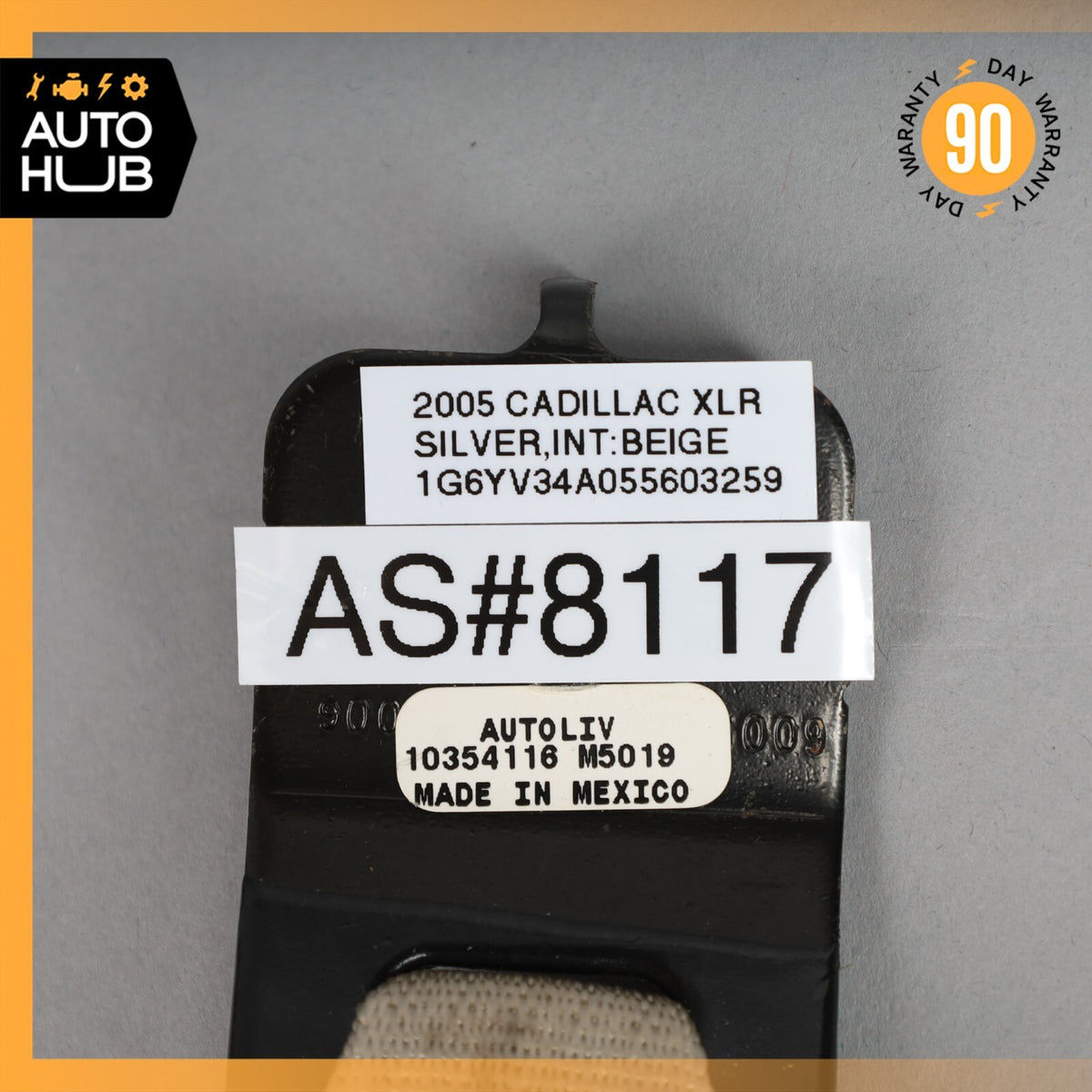 04-05 Cadillac XLR Left Driver Seatbelt Seat Belt Retractor Beige 89023213 OEM - photo 12