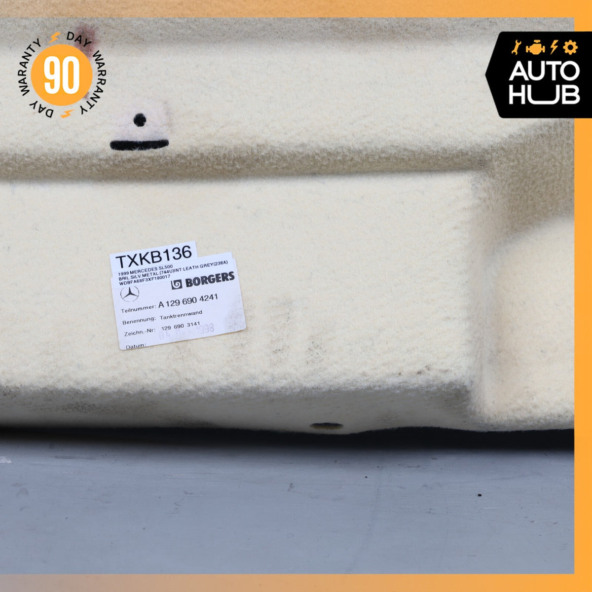 90-02 Mercedes R129 SL500 SL320 Trunk Carpet Fuel Tank Lining Molding Cover OEM - photo 14