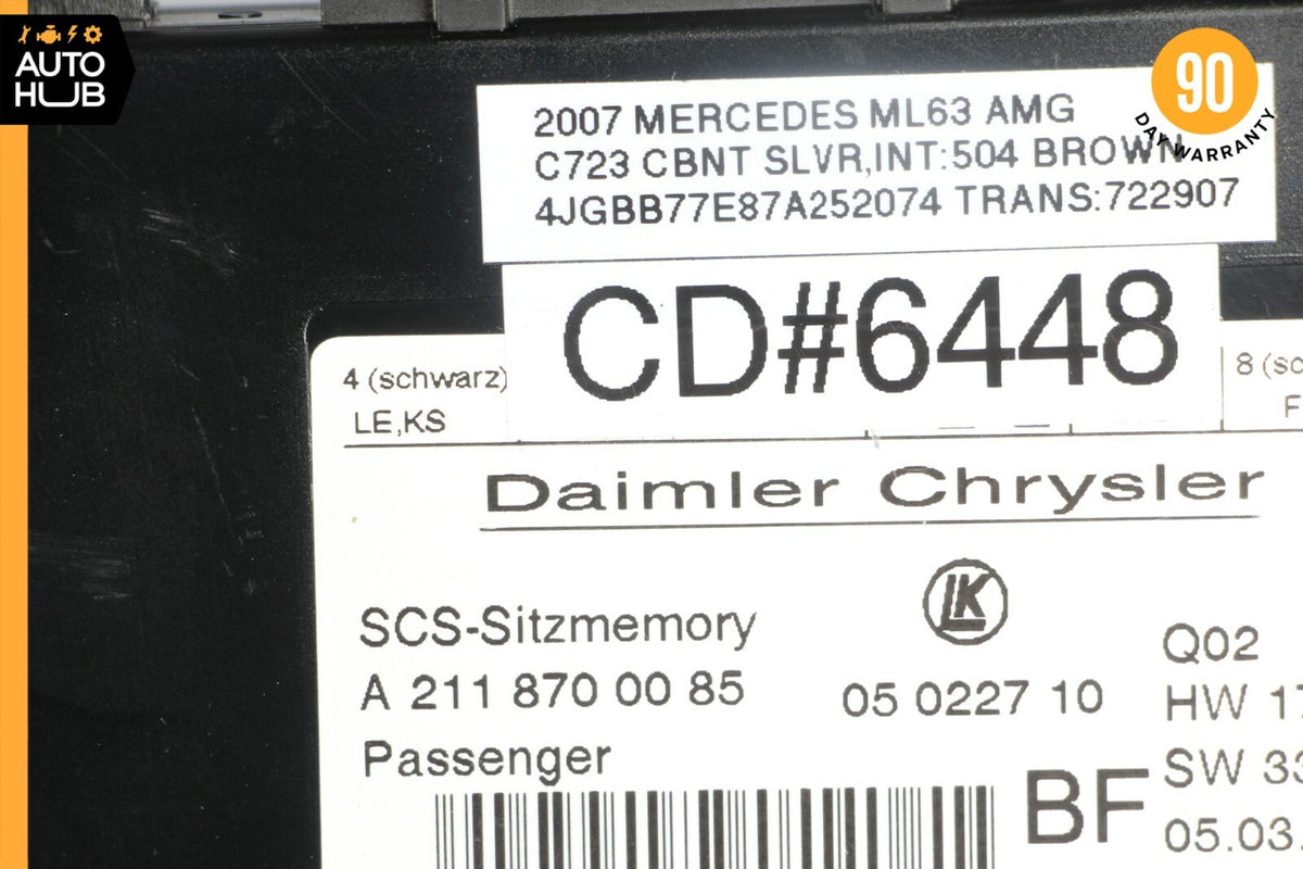 03-12 Mercedes W164 ML63 AMG E350 Front Right Seat Control Module 2118700085 OEM - photo 7