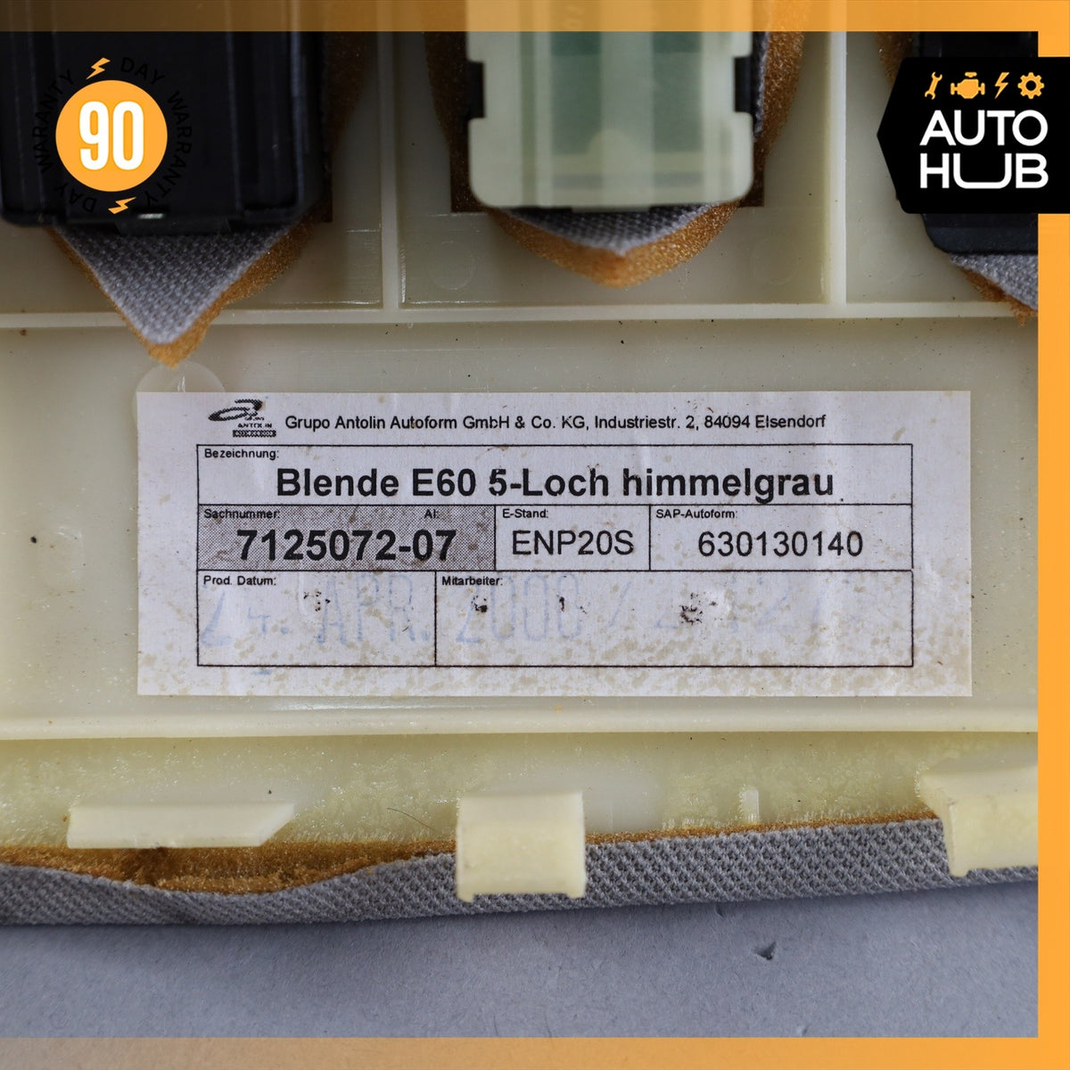 BMW E60 535i 545i Front Overhead Console Sunroof Switch Cover Trim Panel OEM - photo 8