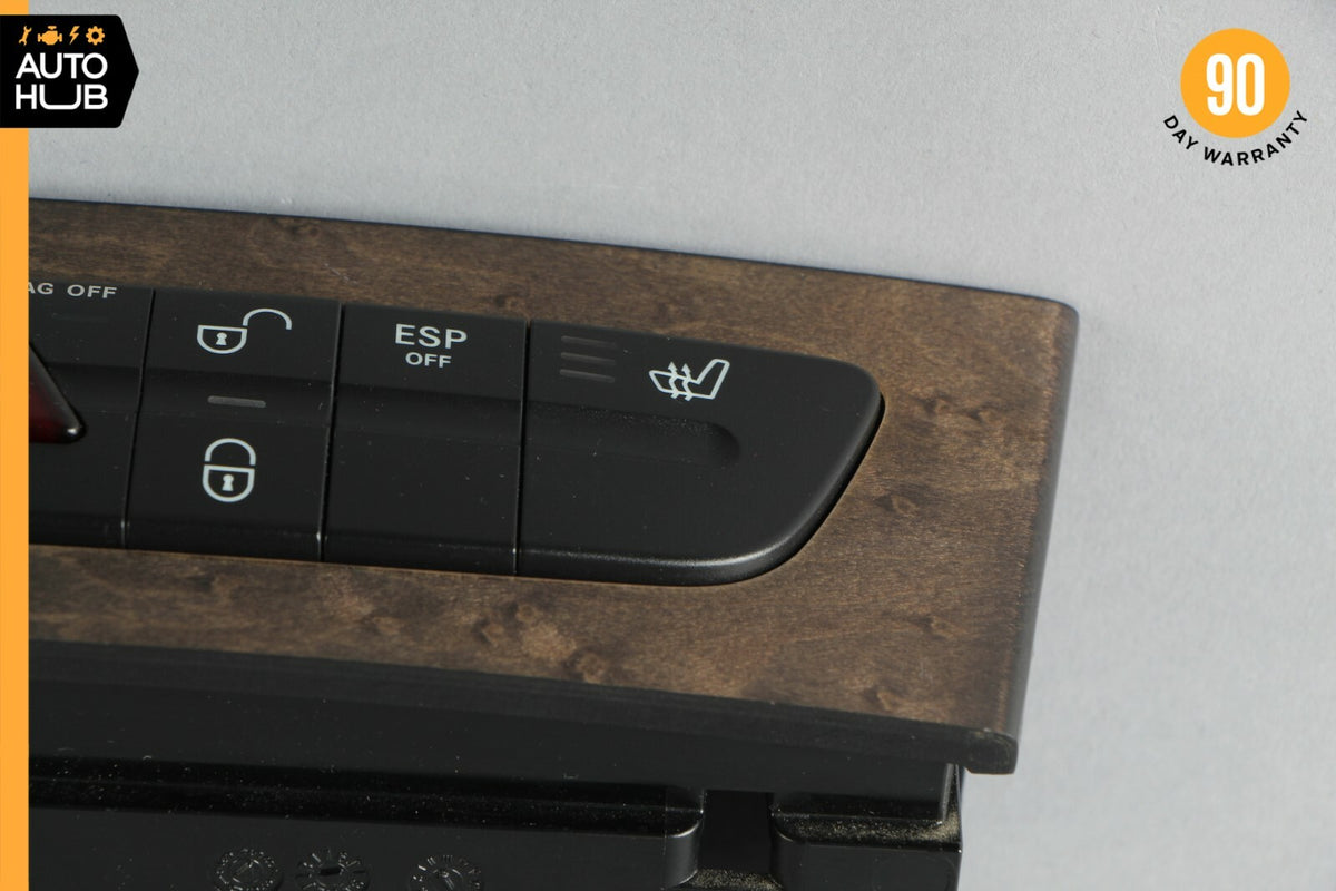 07-09 Mercedes W211 E350 E550 Hazard Control Door Lock Switch Panel Wood OEM - photo 4