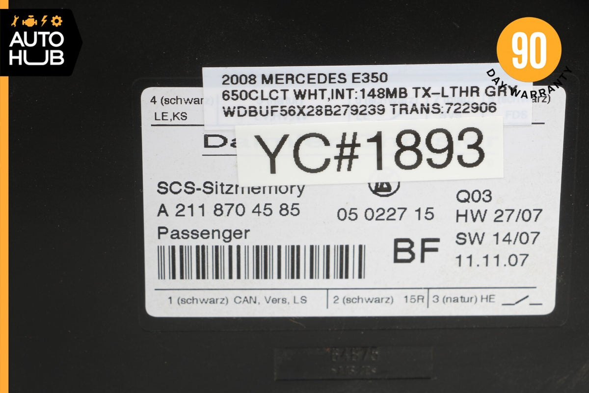 03-12 Mercedes W211 E350 E63 AMG Front Right Seat Control Module 2118704585 OEM - photo 8