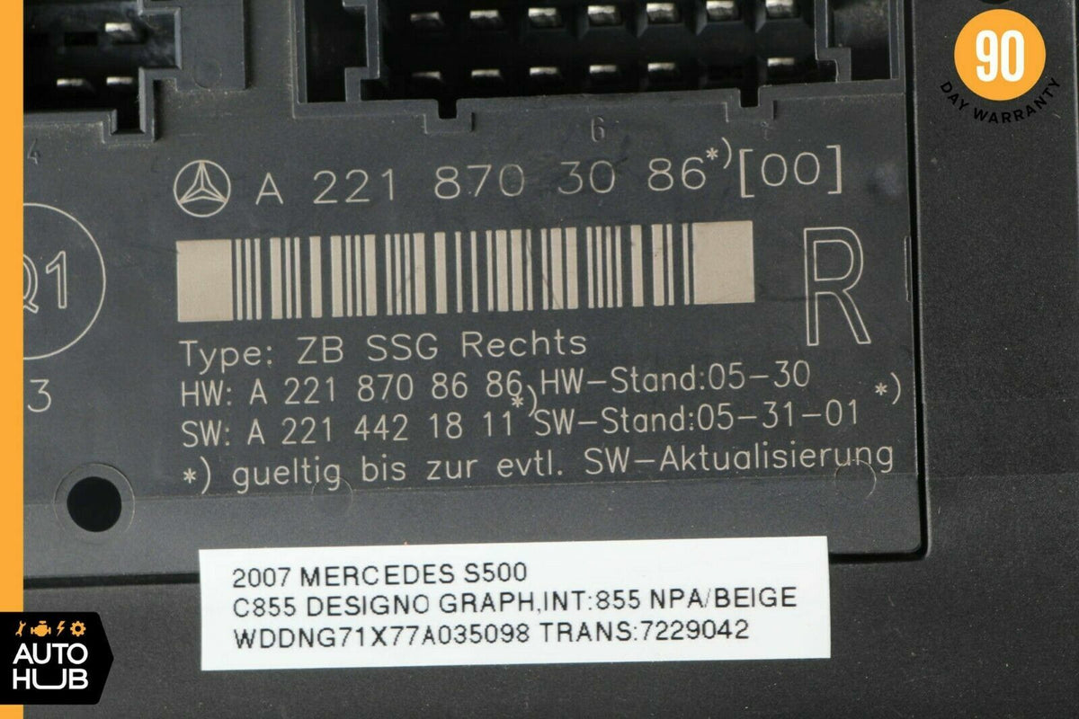 07-13 Mercedes W221 S500 S400 S350 Front Right Side Under Seat Control Unit OEM - photo 6