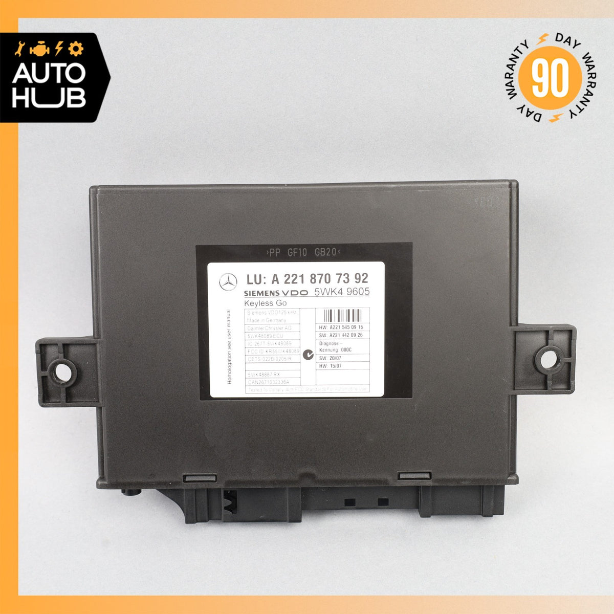 07-10 Mercedes W221 S550 CL550 Keyless Go Control Module 2218707392 OEM - photo 1