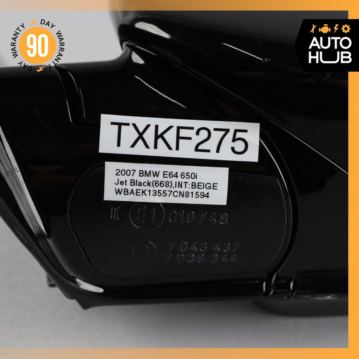 06-10 BMW E64 650i Left Driver Side Rear View Door Mirror Jet Black OEM 71k - photo 15
