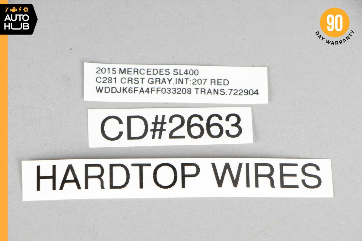 13-20 Mercedes R231 SL400 SL550 SL63 Rear Windshield Heater Wire Harness OEM 62k - photo 7