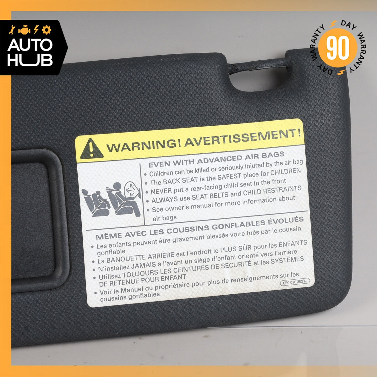 Audi 8J TT Coupe Left Driver Side Sunvisor Sun Visor Black OEM - photo 5
