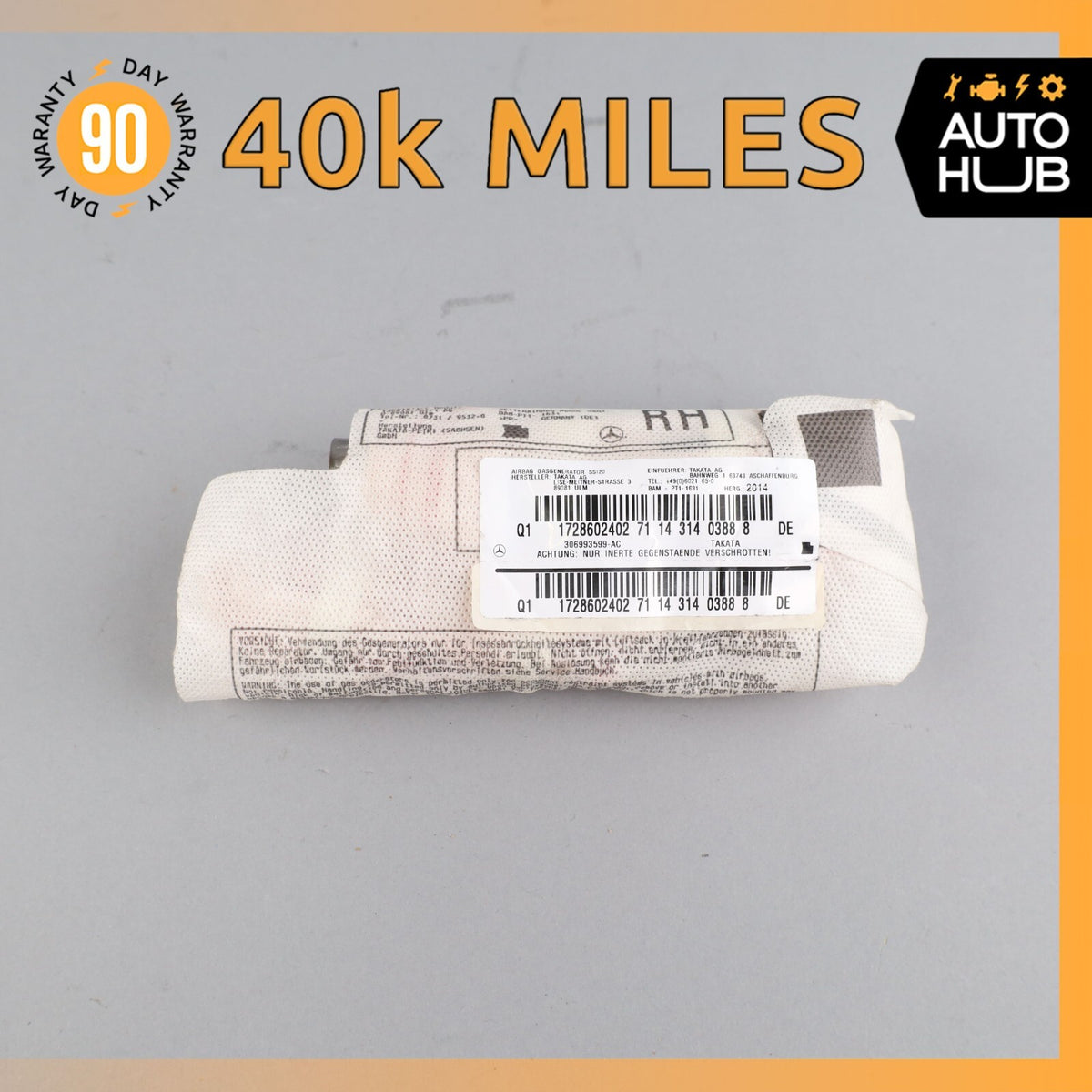 12-20 Mercedes R172 SLK250 SLC300 Front Right Seat Side Airbag Air Bag OEM 40k - photo 1