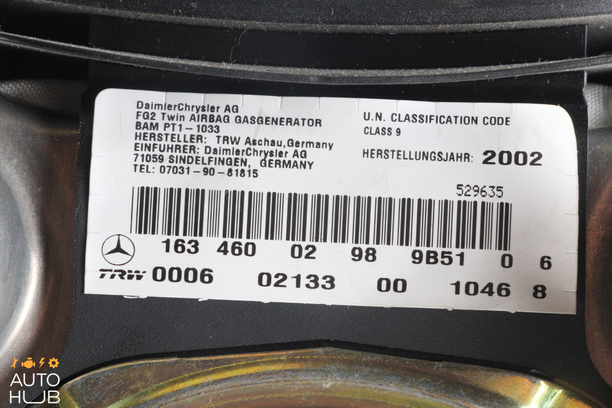 01-05 Mercedes W163 ML320 ML500 ML55 AMG Steering Wheel Airbag Air Bag Black OEM - photo 11