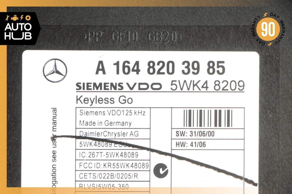06-12 Mercedes M164 ML550 ML63 ML350 Keyless Go Control Module 1648203985 OEM - photo 9