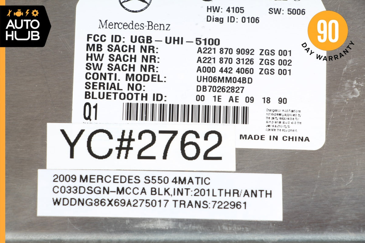 07-10 Mercedes W221 S550 CL550 Bluetooth Communication Module 2218709092 OEM - photo 9