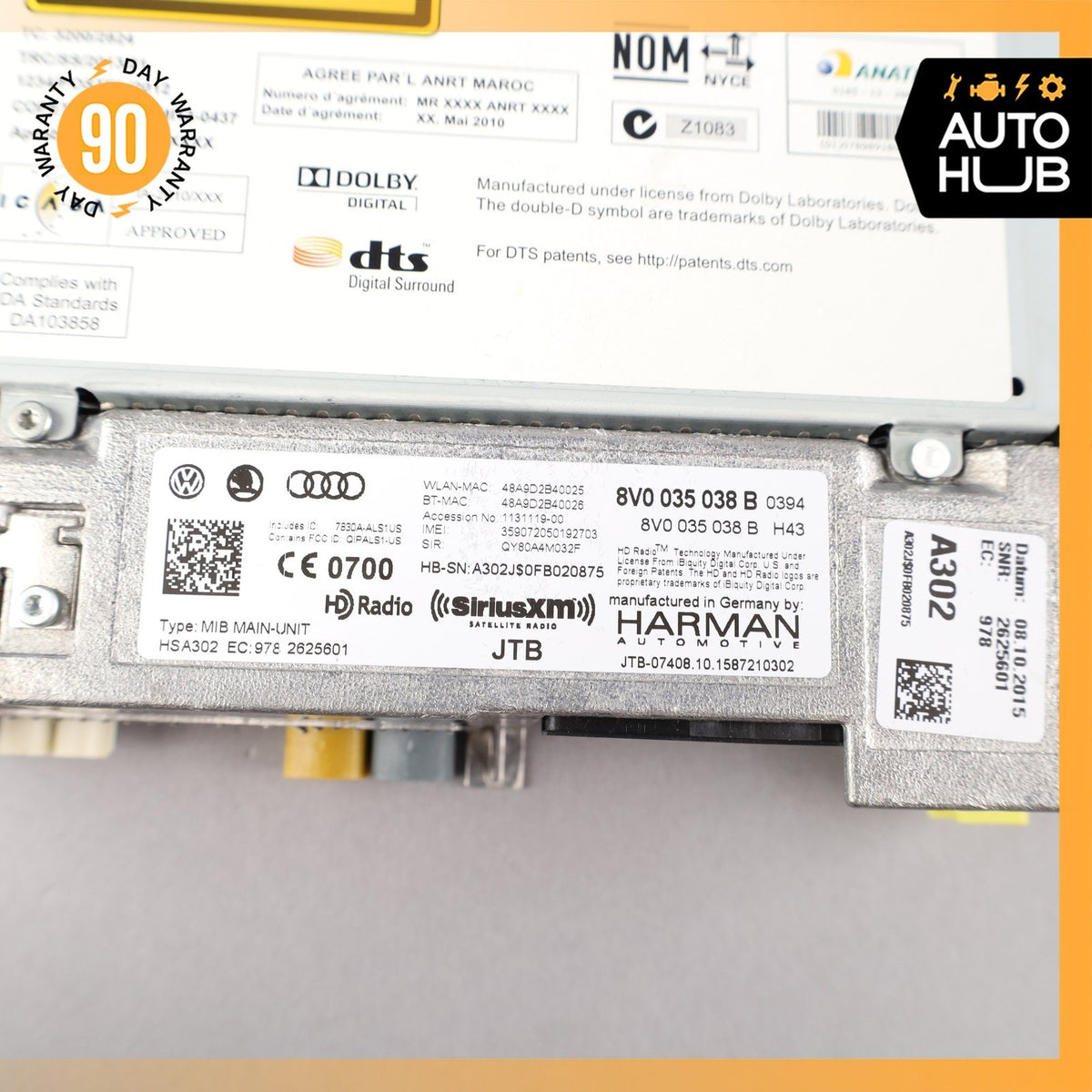 15-17 Audi 8V A3 E-Tron MIB AM FM Radio Navigation CD Head Unit 8V0035038B OEM - photo 11